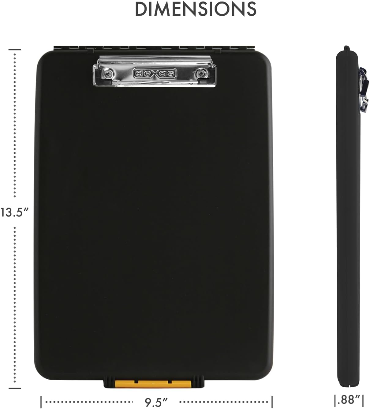 Dexas Slimcase Storage Clipboard, Black