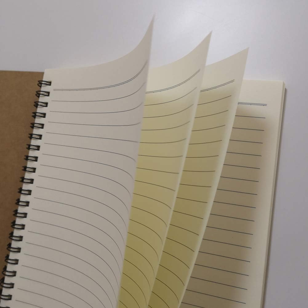 YUREE Spiral Notebook/Spiral Journal Lined, B5 Hard Kraft Cover Wire Bound Notebook Ruled, 70 Sheets (140 Pages), 10.5" x 7.3", Brown