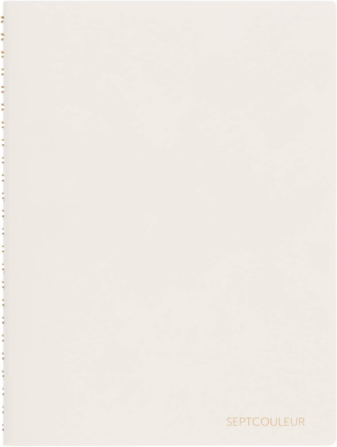 Maruman Septcouleur Grid Notebook- A5, 8.35" x 6.22", 100 Sheets / 200 Pages, 3mm Graph Paper Journal, Durable Rose Gold Wire-bound Spiral, Water Resistant Cover, Spicy Coral Pink, Made in Japan