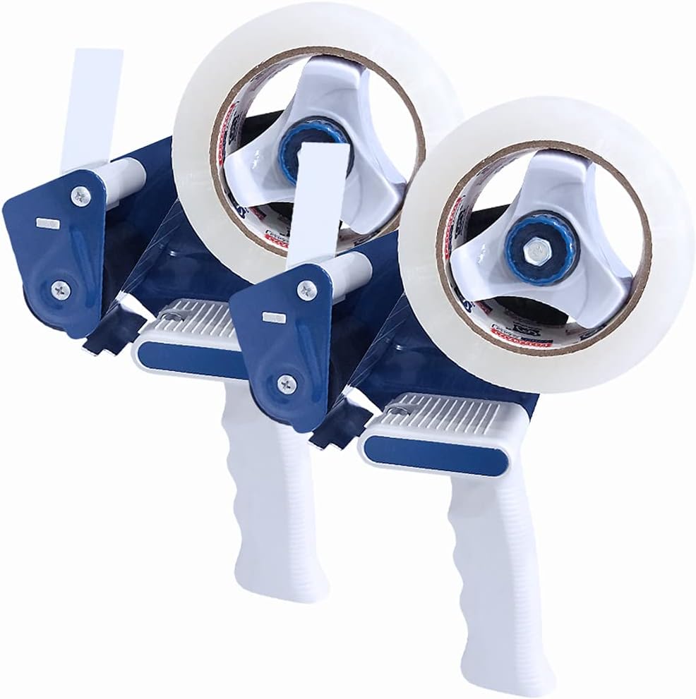 Heavy Duty Packing Tape Gun for 2" Width Tape, Hold up to 180 Yards Length roll, Plus 1 Roll of Heavy Duty Packing Tape 1.88" x 60y x 2.7mil, Perfectape Brand, 4-Pack