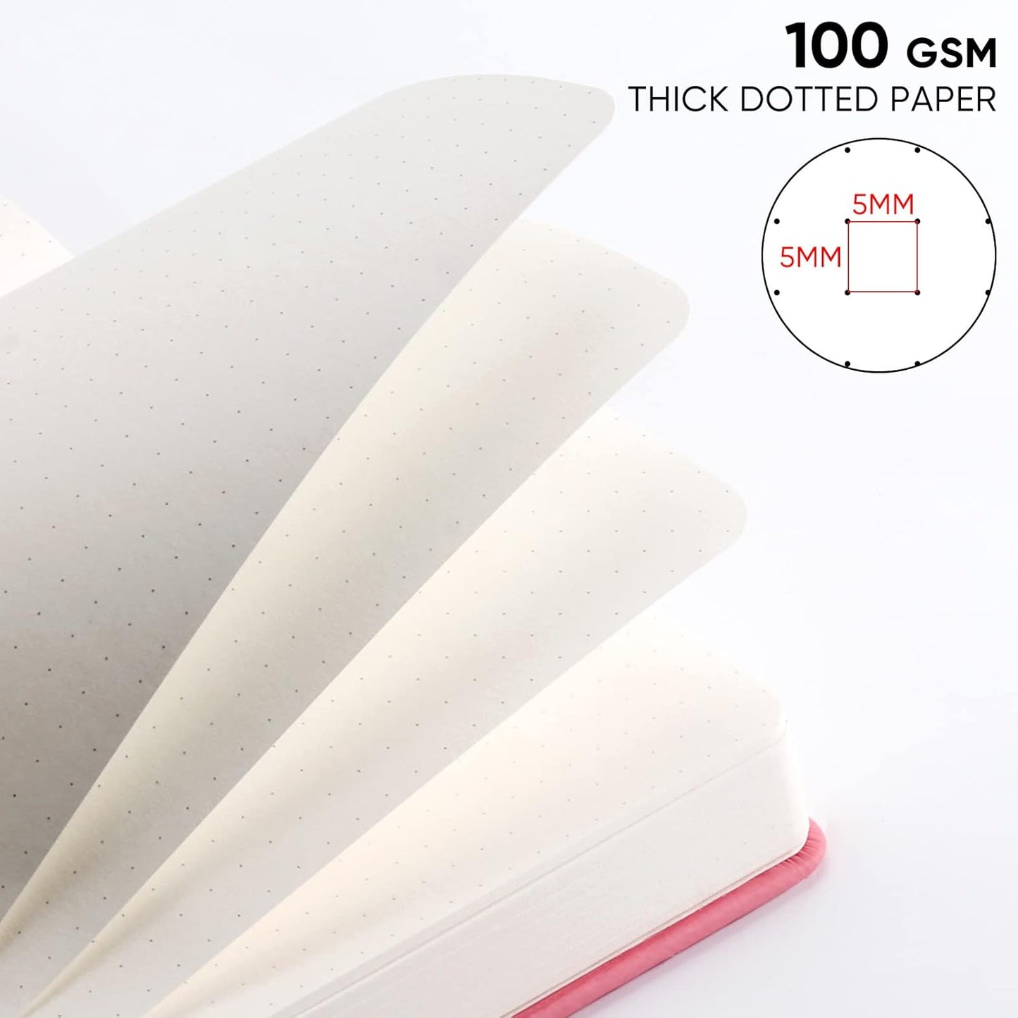 Graph Paper Notebook with 280 Pages,A5 Grid Paper Notebook/Journal,100gsm Thick Graph Leather Journal for Math Science Students,5.75'' × 8.38''-Black