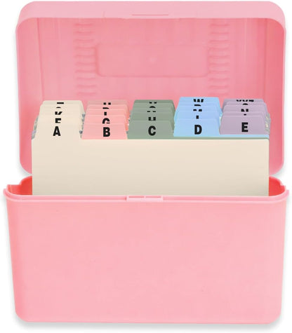 H4D Index Card Holder 3x5 Inches with 25 Plastic Dividers, Black