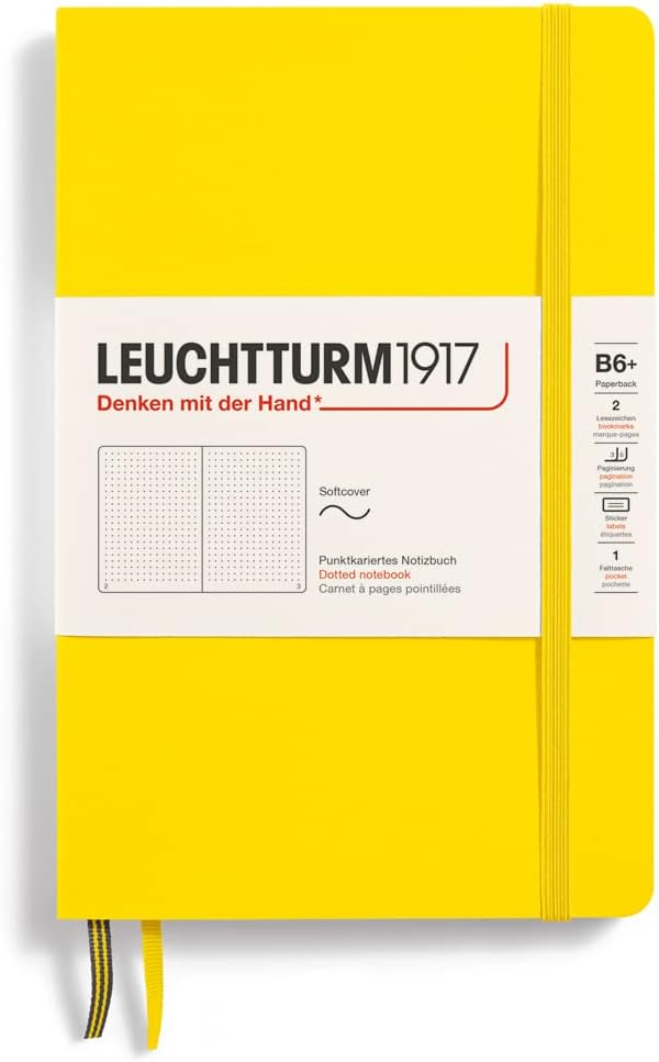 LEUCHTTURM1917 - Notebook Softcover Paperback B6+ - 123 Numbered Pages for Writing and Journaling (Ruled, Rising Sun)