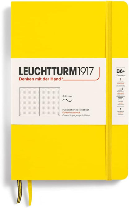 LEUCHTTURM1917 - Notebook Softcover Paperback B6+ - 123 Numbered Pages for Writing and Journaling (Ruled, Rising Sun)