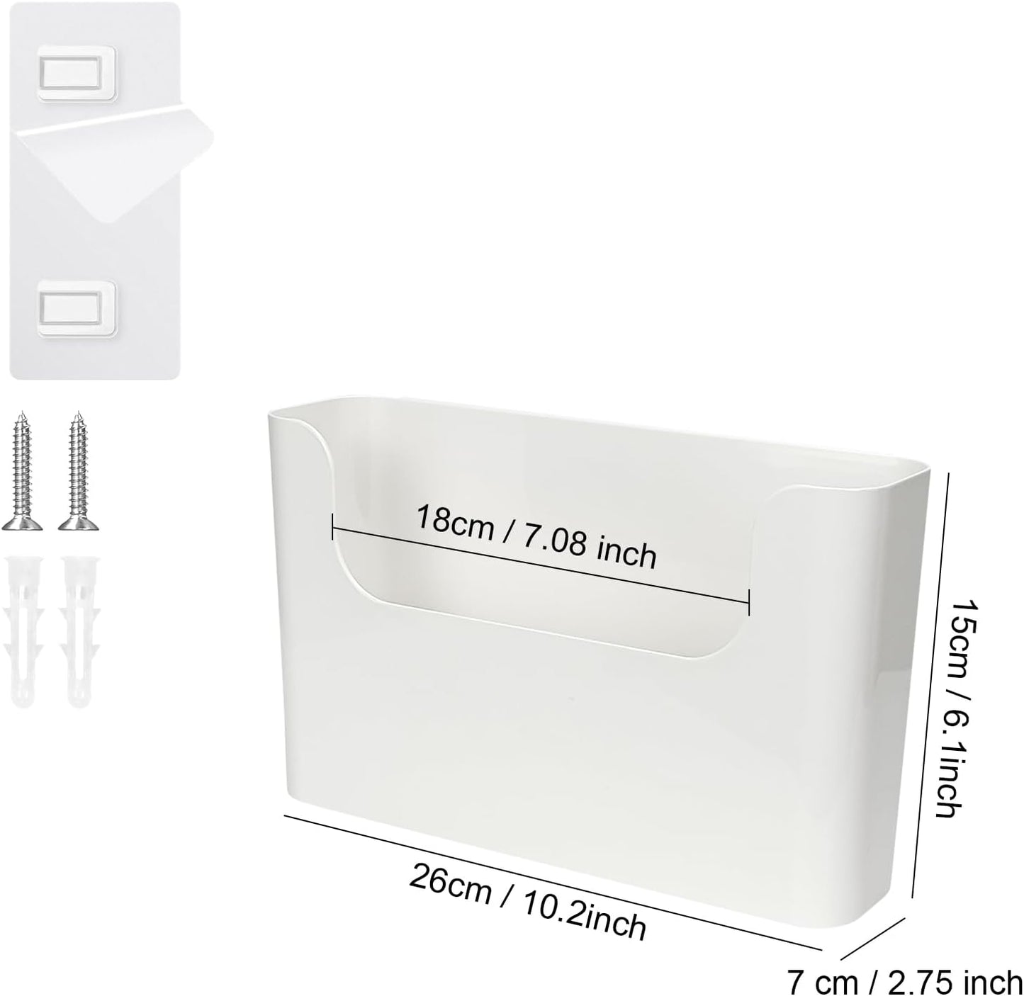 Wall File Holder - White Plastic Wall Mount File Organizer for Office, Home, Classroom