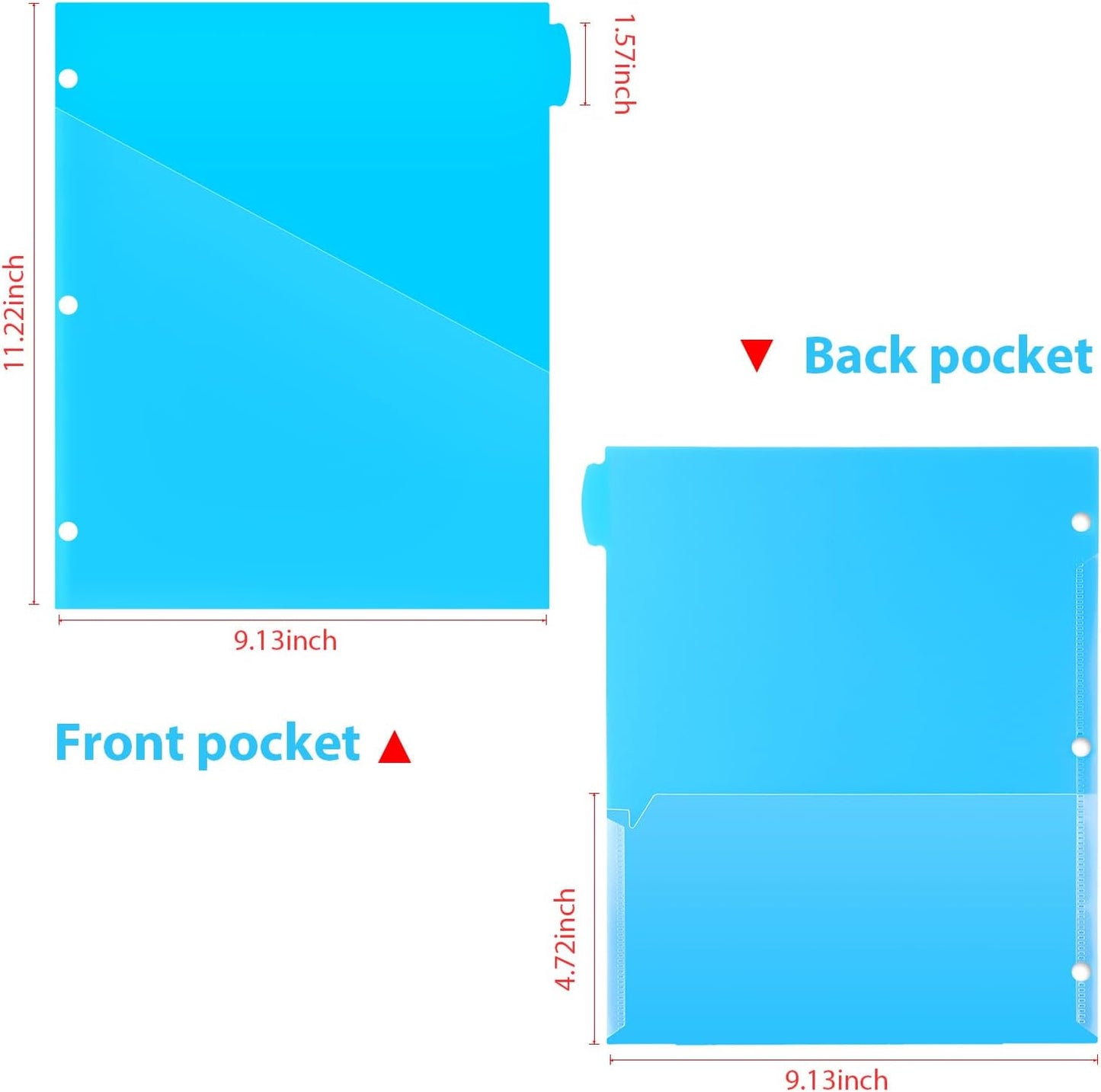 WOT I Durable 5-Tab Binder Dividers with Clear Pocket - 3 Sets, Reusable Plastic Dividers for 3 Ring Binder, 5 Vibrant Colors, Tear-Resistant, Total 15 Tabs (School & Office Supplies)