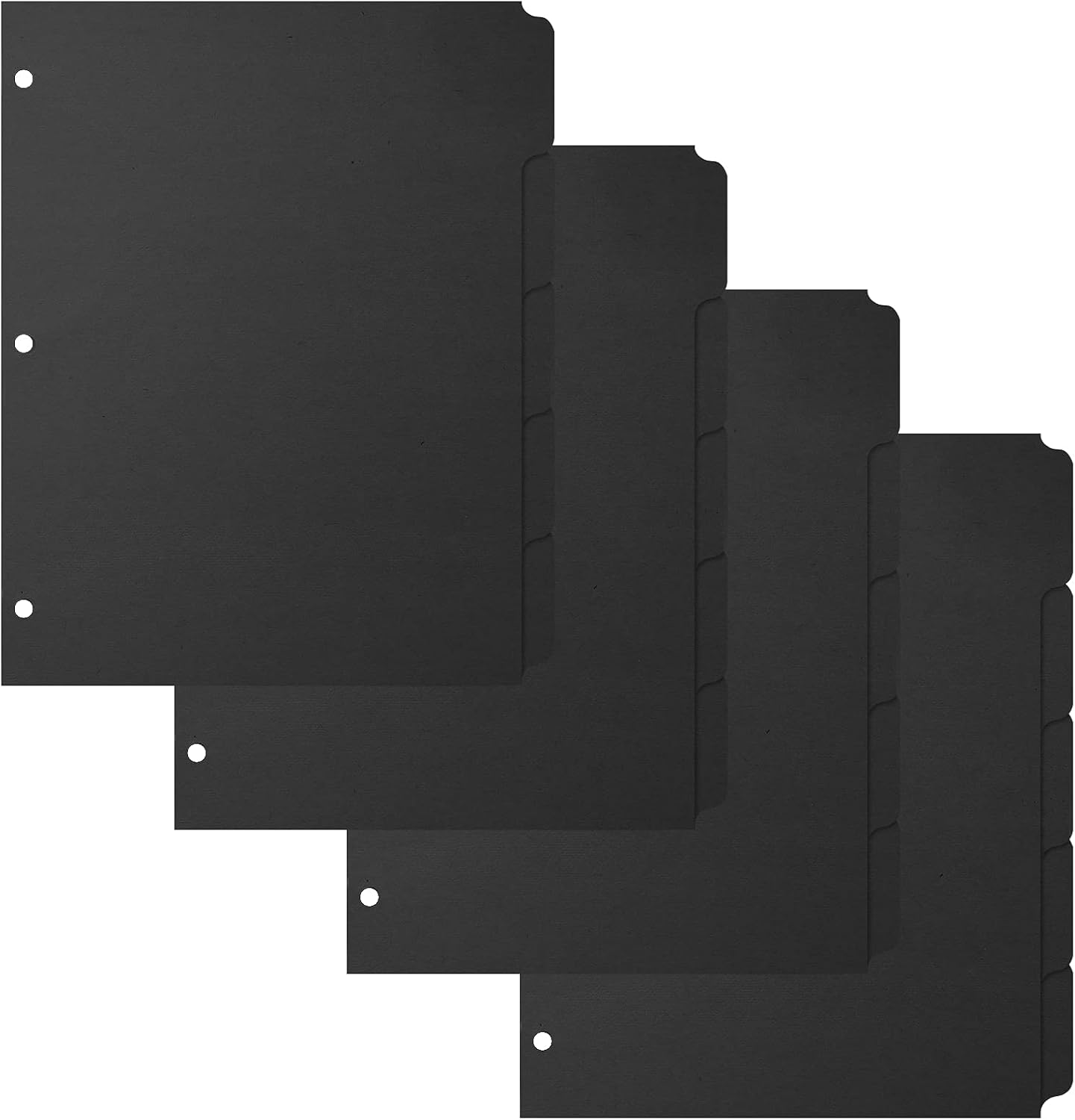 3 Ring Binder Dividers with 5-Tabs for Letter Size, 1/5 Cut, 3-Hole Punched, Blank Kraft Paper Index Dividers 8.5” x 11” for Extra Durable for College, Adults