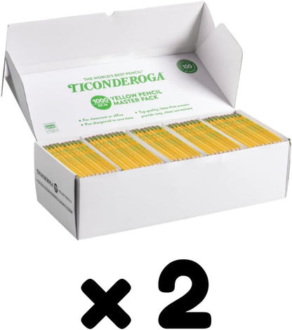Ticonderoga Wood-Cased Pencils, Pre-Sharpened, 2 HB Soft, Yellow, 72 Count