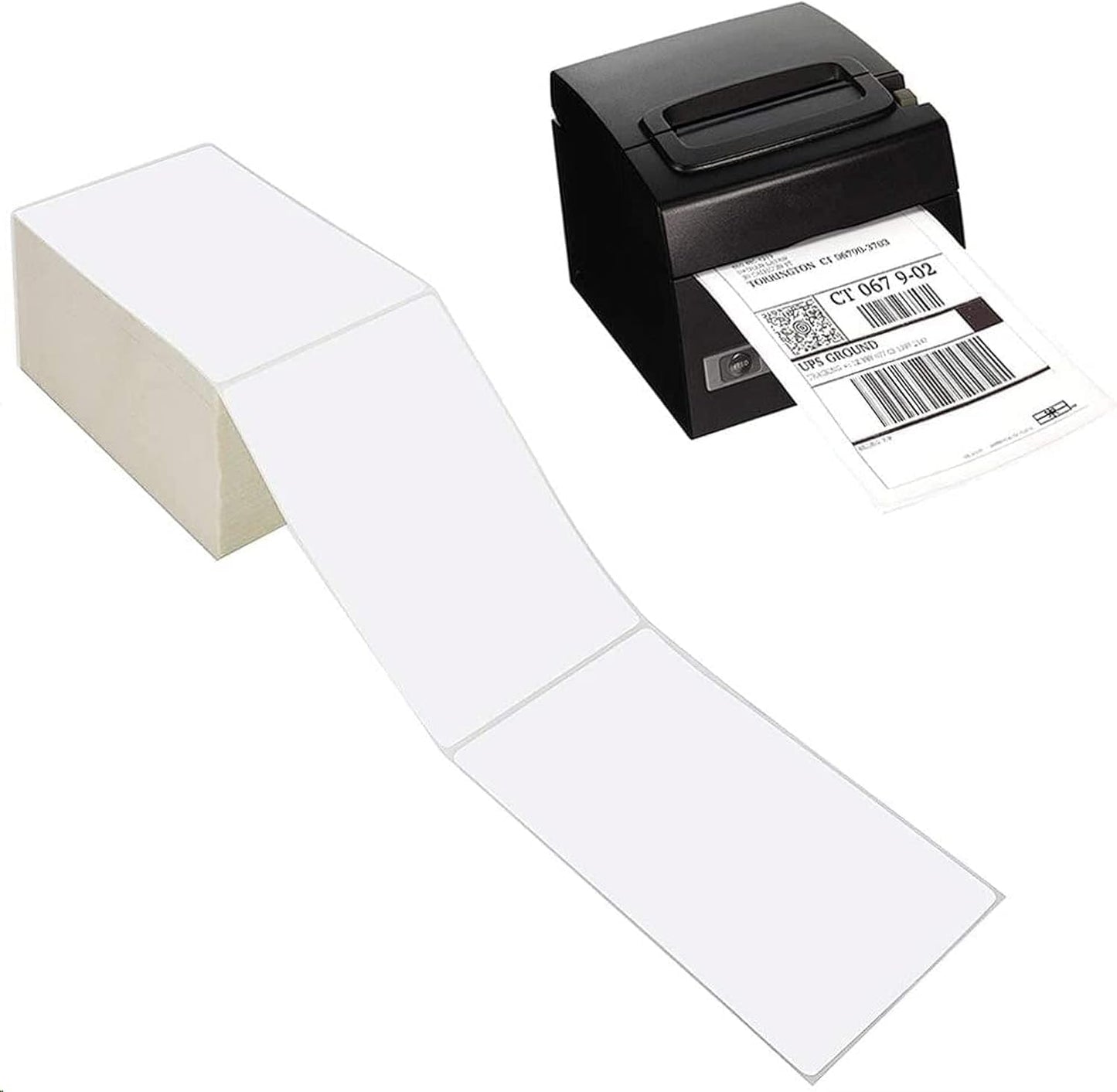 9527 Product Fanfold 4 x 6 Direct Thermal Labels White Perforated Shipping Labels, 500pcs per Stack,1 Stack