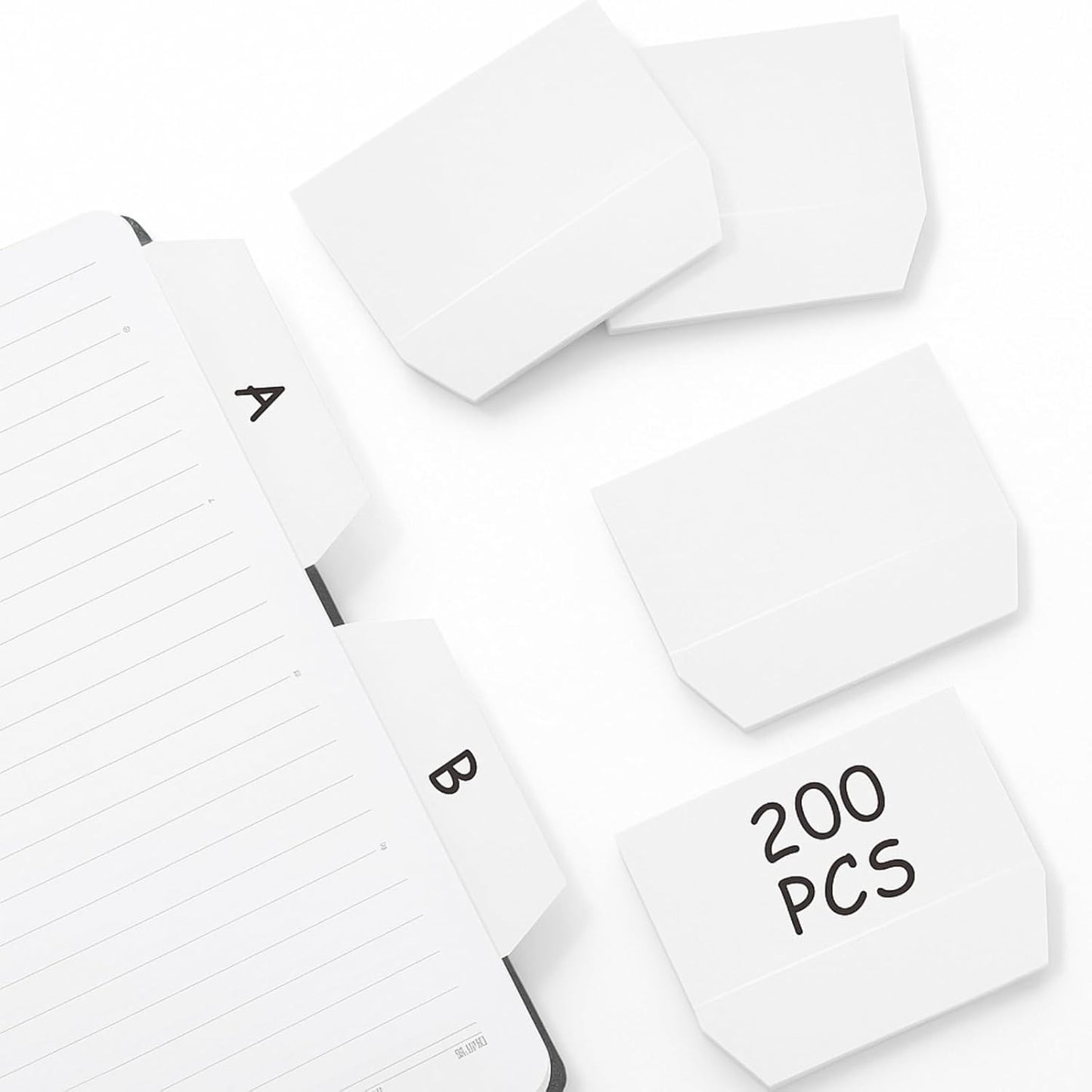 Marspark 3 Inch Sticky Tabs, 200 Pcs, White Index Sticky Tabs for Notebooks Books, Transparent Pop up Page Markers for Annotating, Teacher Supplies, Study Aids, Supplies Office
