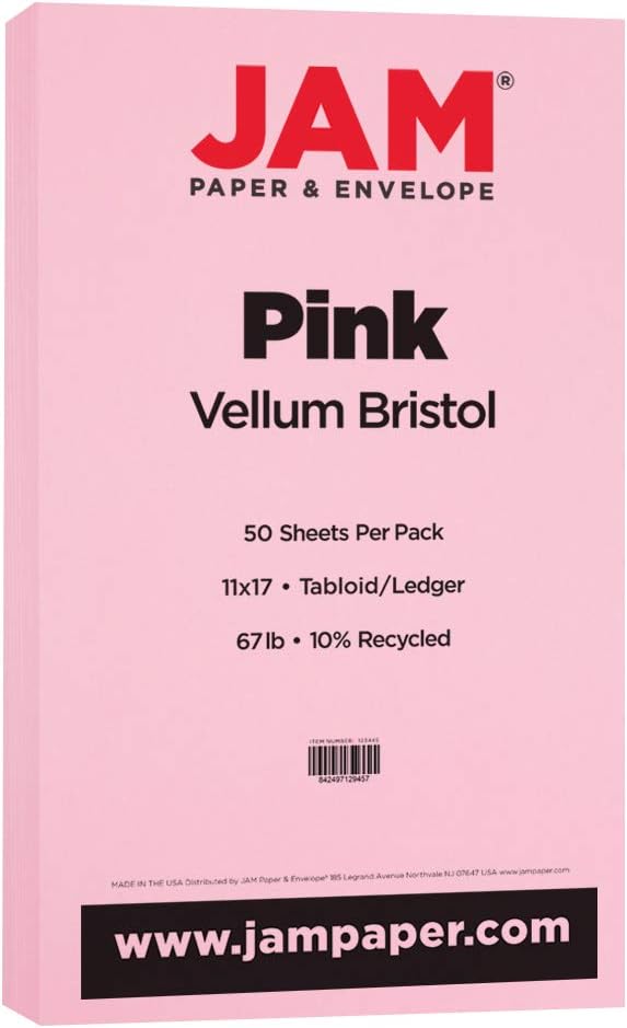 JAM PAPER Vellum Bristol 65lb Cardstock - 8.5 x 11 Coverstock - 147 gsm - Cream - 50 Sheets/Pack