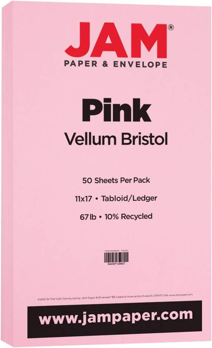 JAM PAPER Vellum Bristol 65lb Cardstock - 8.5 x 11 Coverstock - 147 gsm - Cream - 50 Sheets/Pack