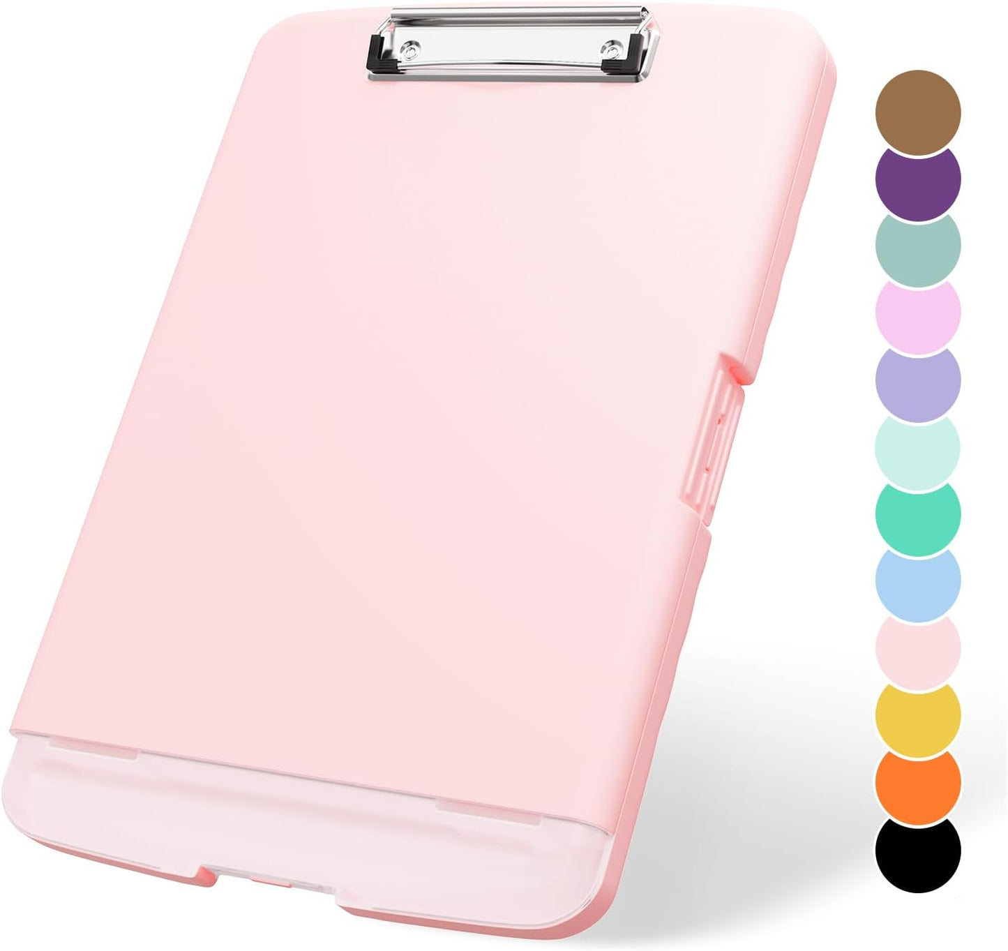 Plastic Clipboard with Storage, 8.5 x 11 Storage Organization Box Side-Opening, Heavy Duty Clip Board with Pen Holder and Paper Folder for Nurses, Teachers, Office & School Supply, Orange