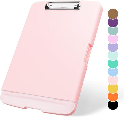 Plastic Clipboard with Storage, 8.5 x 11 Storage Organization Box Side-Opening, Heavy Duty Clip Board with Pen Holder and Paper Folder for Nurses, Teachers, Office & School Supply, Orange