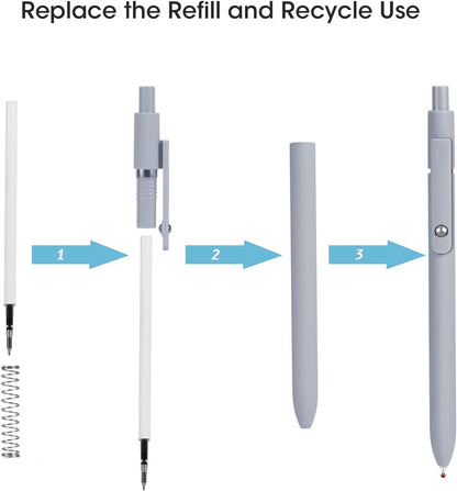 FIOVER 5pcs Gel Pens Quick Dry Ink Pens Fine Point Premium Retractable Rolling Ball Gel Pens Black Ink Smooth Writing for School Office Home