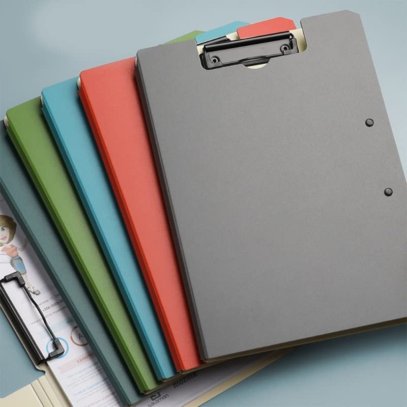 DUYHBAWRS Notebook Portable File Clipboard Single Clip/Dual Clips Optional Clipboard Folders Vertical File Clipboard Office Supplies(Gray)