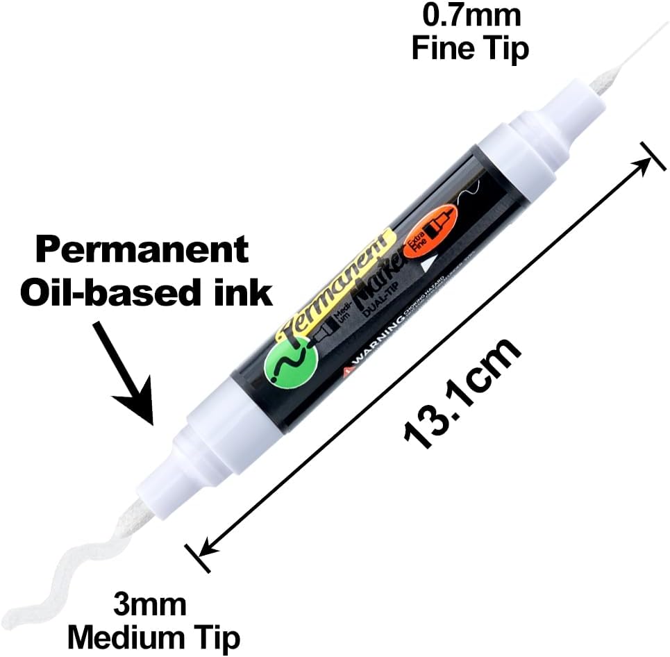 TRANSON Black and White Bold Tip and Extra Fine Tip Paint Markers Waterproof Oil Paint pen