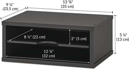Ballucci File Organizer, 4-Tier Office Desk Organizer, Open Top Wood Paper Organizer for Classroom, Desktop Mail Sorter Paper Tray, Black