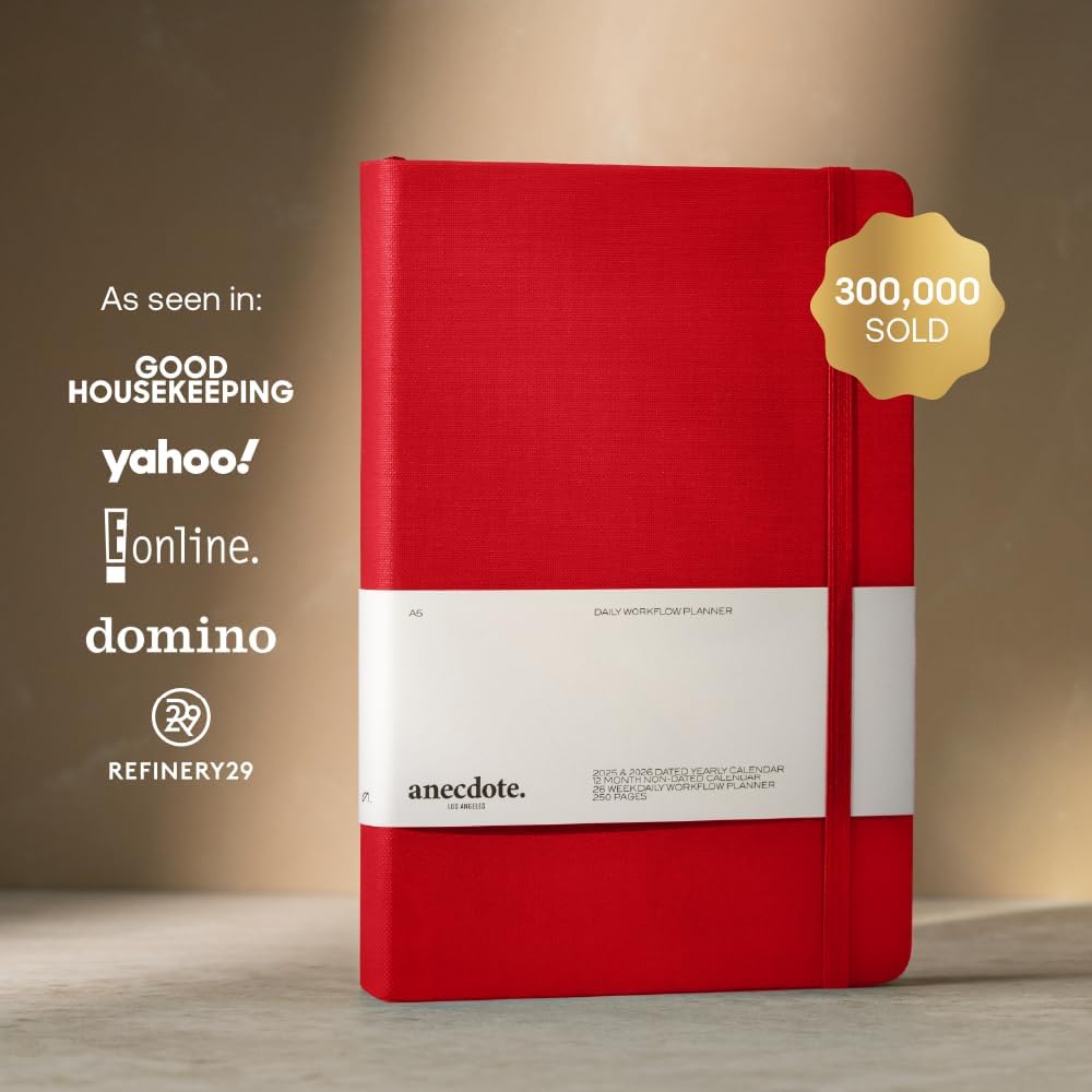 Anecdote Daily Planner w/ 2026-2027 Calendar | Start Anytime 26 Weeks Undated | 1 Page per Day | 8.5" x 5.2" | Hardcover To-Do List Organizer, Plan Your Success, Achieve Productivity Goals (Evergreen)