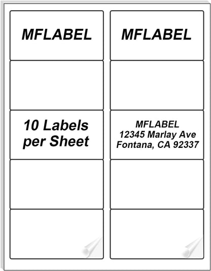 MFLABEL Half Sheet Shipping Labels - 200 Self Adhesive Sticker Sheets for Laser & Inkjet Printers, Waterproof & Smudge-Free, with 12 Free Fragile Labels for Packaging, Shipping and Crafting - Colors A
