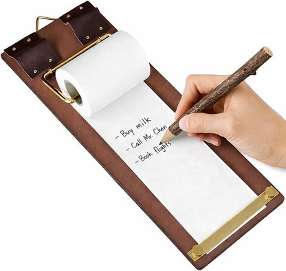 Retro Wall Mounted Memo Board with 1 Natural Dark Green Roll – Rustic Clipboard Notepad, Tearable Writing Pad for Notes, Menu, Kitchen, Café and Home Office Decoration