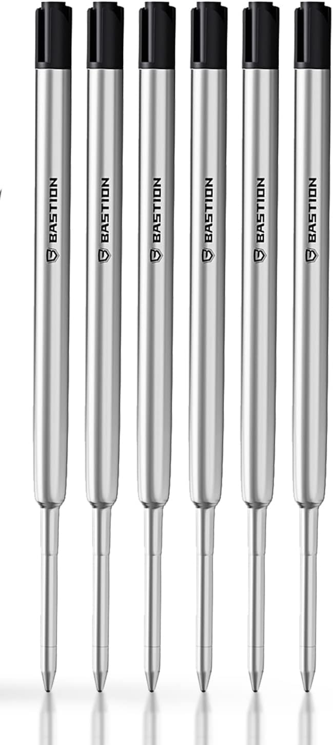 BASTION Pen Refill Ballpoint Blue | Replacement for All Bastion Bolt Action Pens | Standard Pen Ink Refills Cartridge (Blue 6 pc)
