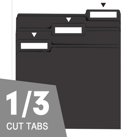 RAZCC File Folders, 100-Pack, 1/3 Cut, Letter Size, Yellow, Great for Organizing and Easy File Storage
