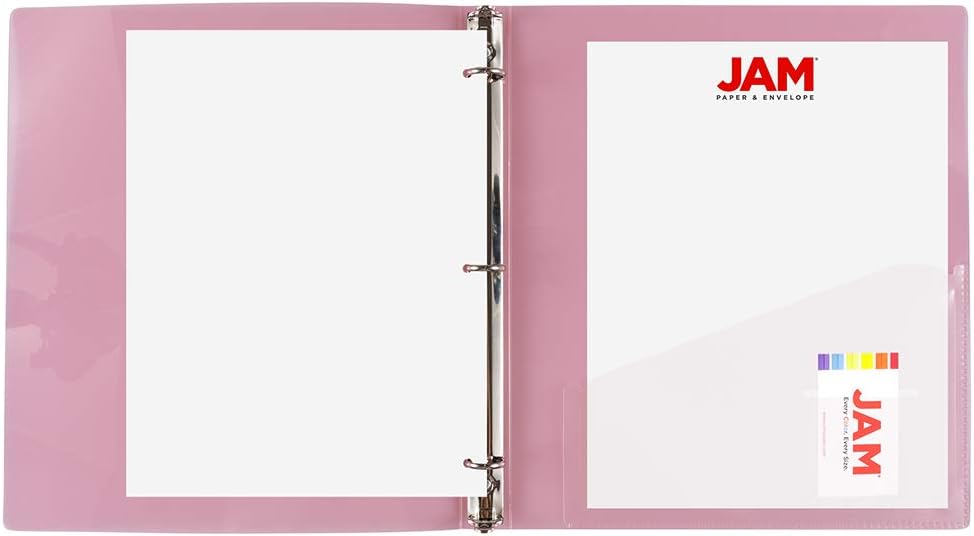 JAM PAPER Plastic 0.75 inch Binder - Clear 3 Ring Binder - Sold Individually