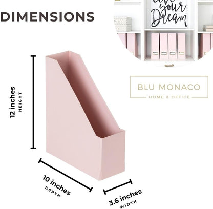 BLU MONACO Foldable Black Magazine File Holder | Set of 6 Cardboard Desk Organizer Boxes | Vertical Magazine File Holder | Standing File Holder | Office Classroom or Home