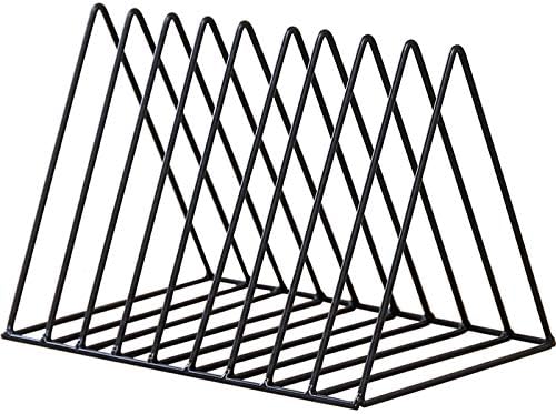 Rose Gold Metal Vinyl Record Holder,Vertical Record Player Holder,File Organizer for Desk,Desktop File Sorters,Paper Organizer and Record Holder Stand,Triangle Upright 9 Lattice Vinyl Rack Stand,1Pack