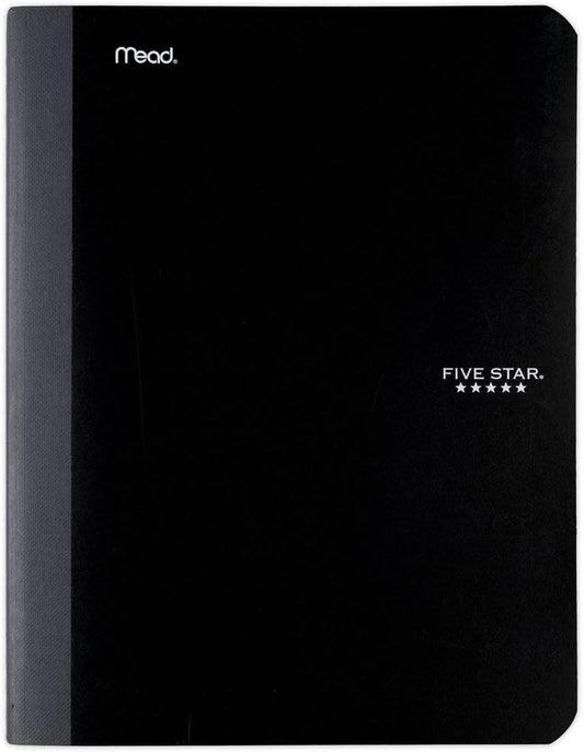 Five Star Composition Book/Notebook, Wide Ruled Paper, 100 Sheets, 9-3/4" x 7-1/2", Black (73810)