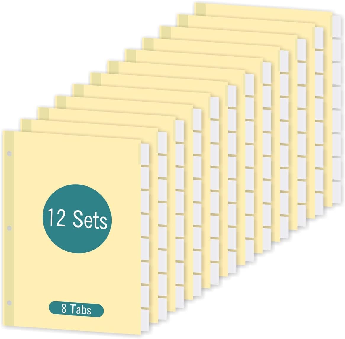 5-Tab Binder Dividers for 3 Ring Binder, Insertable Clear Big Tabs, Letter Size Paper Divider, 8.5 x 11 inch, 6 Sets (30 Dividers Total)