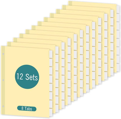 5-Tab Binder Dividers for 3 Ring Binder, Insertable Clear Big Tabs, Letter Size Paper Divider, 8.5 x 11 inch, 6 Sets (30 Dividers Total)