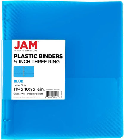 JAM PAPER Plastic 0.75 inch Binder - Clear 3 Ring Binder - Sold Individually
