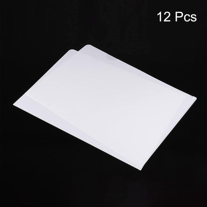 PATIKIL L Type Folders 12 Pack A4 Plastic File Project Pockets Clear Paper Document Jacket Sleeve for Office, Yellow