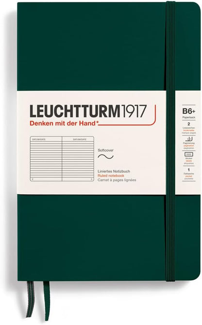 LEUCHTTURM1917 - Notebook Softcover Paperback B6+ - 123 Numbered Pages for Writing and Journaling (Ruled, Rising Sun)