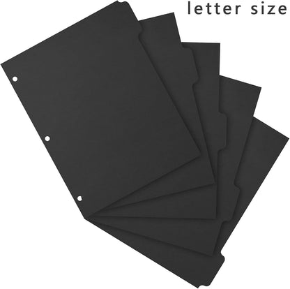 3 Ring Binder Dividers with 5-Tabs for Letter Size, 1/5 Cut, 3-Hole Punched, Blank Kraft Paper Index Dividers 8.5” x 11” for Extra Durable for College, Adults