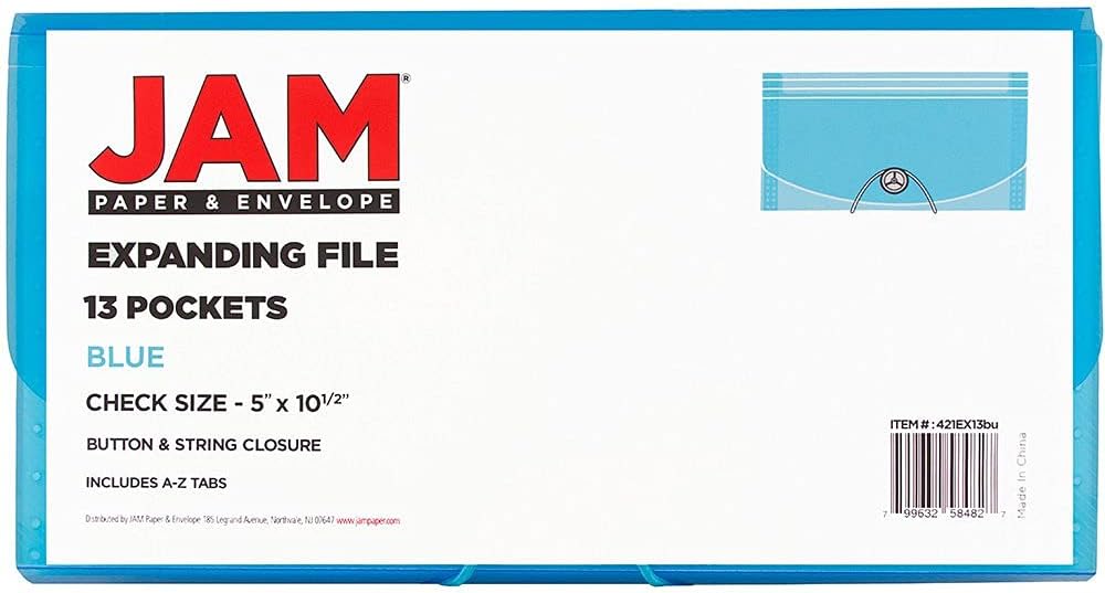 JAM Paper Accordion Folders - 13 Pocket Plastic Expanding File - Legal Size - 10 x 15 - Red - Sold Individually