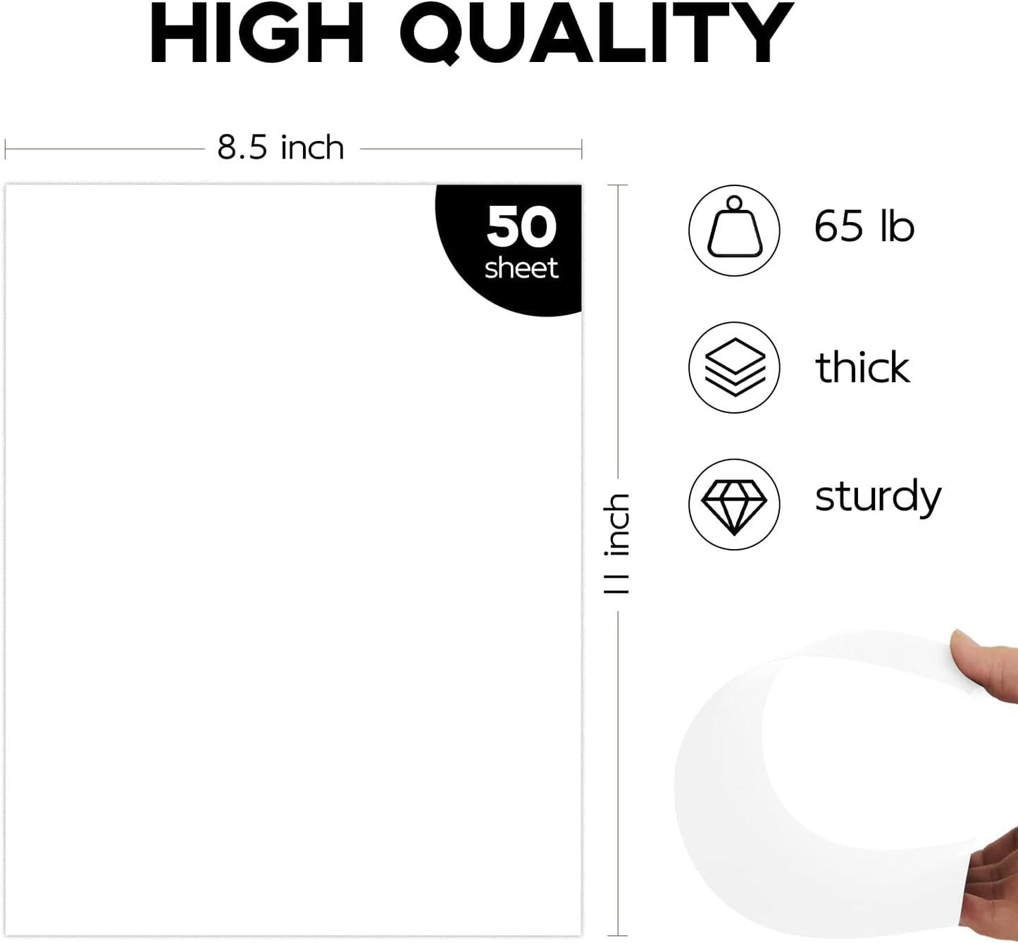 50 Pack White Cardstock 8.5 x 11 White Paper, Goefun 65lb Card Stock Printer Paper for Cards Making, Office Printing, Certificate