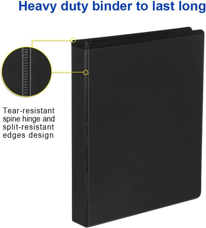 Comix D-Ring Basic View Binder 1 inch 3 Ring Binders, 2.4mm-Thick, Hold 225 Sheets of 8.5" x 11" Paper, 12 Pack (White)