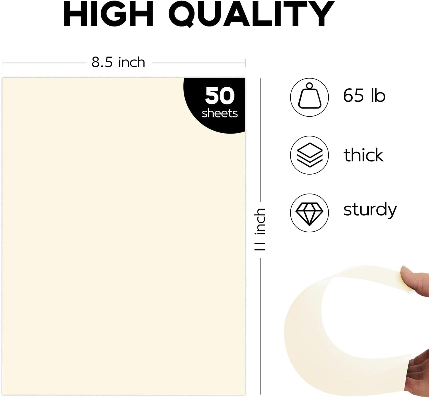 50 Pack White Cardstock 8.5 x 11 White Paper, Goefun 65lb Card Stock Printer Paper for Cards Making, Office Printing, Certificate