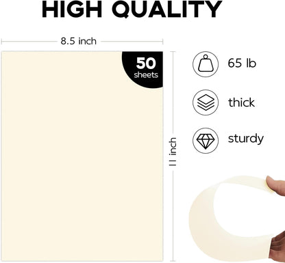 50 Pack White Cardstock 8.5 x 11 White Paper, Goefun 65lb Card Stock Printer Paper for Cards Making, Office Printing, Certificate