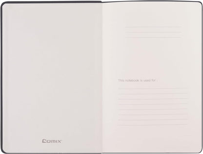 Comix 6 Pack Lined Journal Notebooks for Work, 240 Pages, 5.5"x8.3", Black, Hardcover, A5 Medium College Ruled, Journaling Notebooks for Notes-Taking, Fits for Office School Home