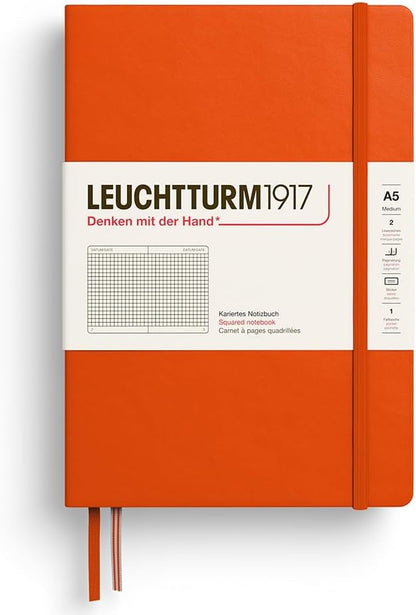 LEUCHTTURM1917 - Notebook Hardcover Medium A5-251 Numbered Pages for Writing and Journaling - Thinking Ahead (Plain Paper, Spice Brown)