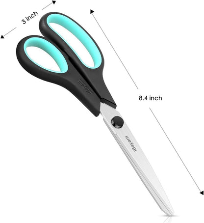Scissors, iBayam 8" All Purpose Scissors Bulk 3-Pack, Ultra Sharp 2.5mm Thick Blade Shears Comfort-Grip for Aesthetic Fun Cute School Office Teacher Desk Crafts and Art Supplies Accessories Essential