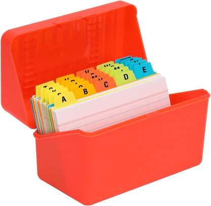 H4D 3x5 Index Card Holder with 100 Heavyweight Ruled Index Cards and 25 Plastic Dividers, Black