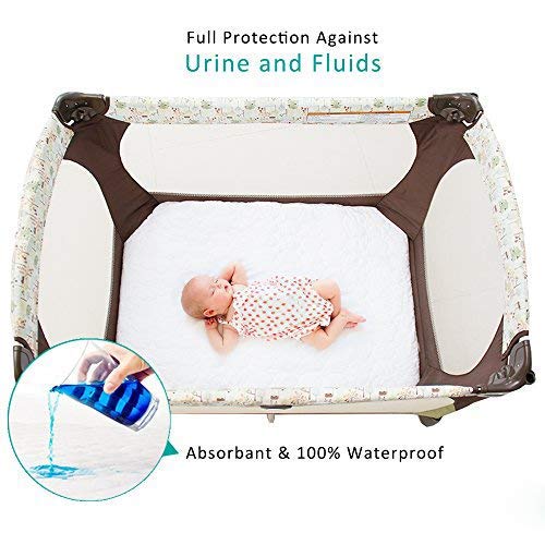 Crib Mattress Protector Sheets Waterproof 2 Pack, Quilted Crib Mattress Pad Cover Fitted Fits for Toddler Bed Mattress, White, 52” x 28”