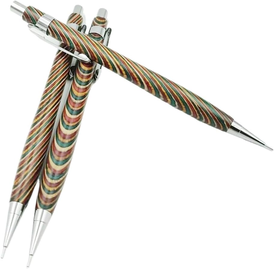 Spiral Grain Wooden Mechanical Pencils -Unique Colors Airplane Aluminum Core Artist's Drawing Pencil Comes with Gift Box (Walnut)