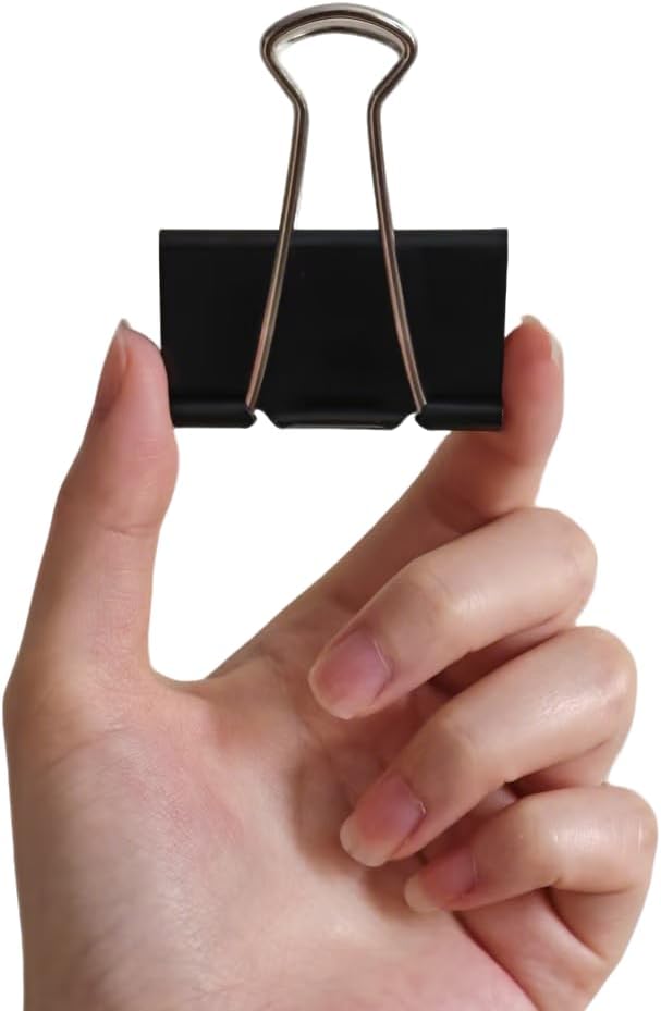 Amazon Basics Sturdy Binder Clips, Office Supplies, Small 0.75 in, Document Organizing, School Supplies, Black, 144 Count