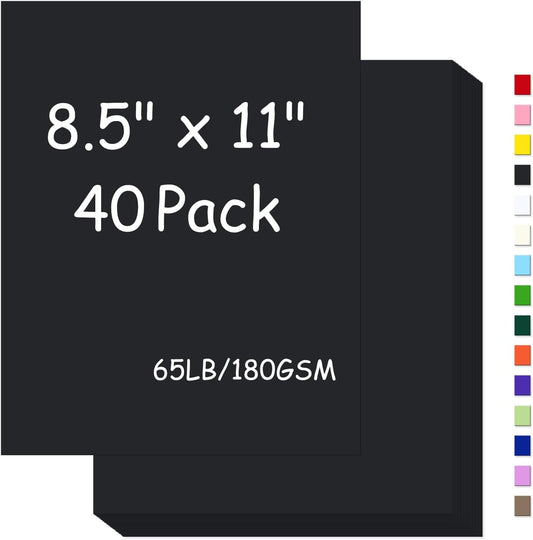 White Cardstock 8.5 x 11,65Lb Cover Card Stock Paper,180gsm Cover Cardstock for Printer,Copy Card Stock Paper for Printing, Invitations,Gift tags,Christmas Card (White,40 Sheets)